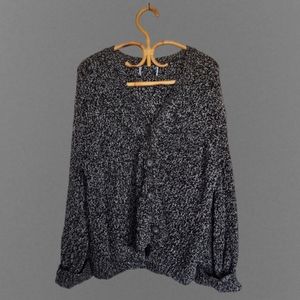 Black and white button down cardigan sweater